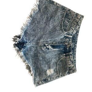 Denim Frayed Hem Women's Shorts